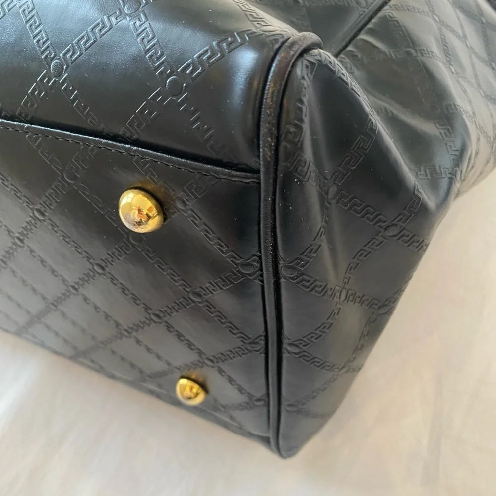 Gianni Versace Medusa quilted black leather Birkin-style Bag Travel Satchel - Picture 10 of 16